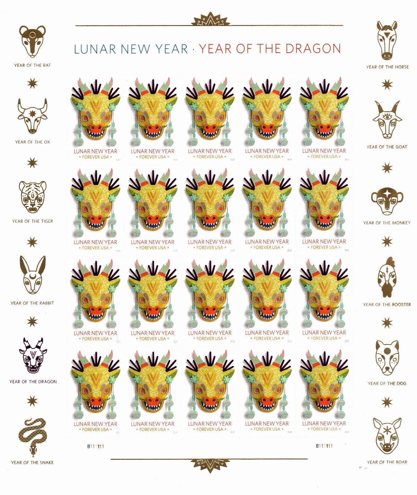Year of the Dragon Stamp Celebrates Lunar New Year Forever First Class Postage Stamps