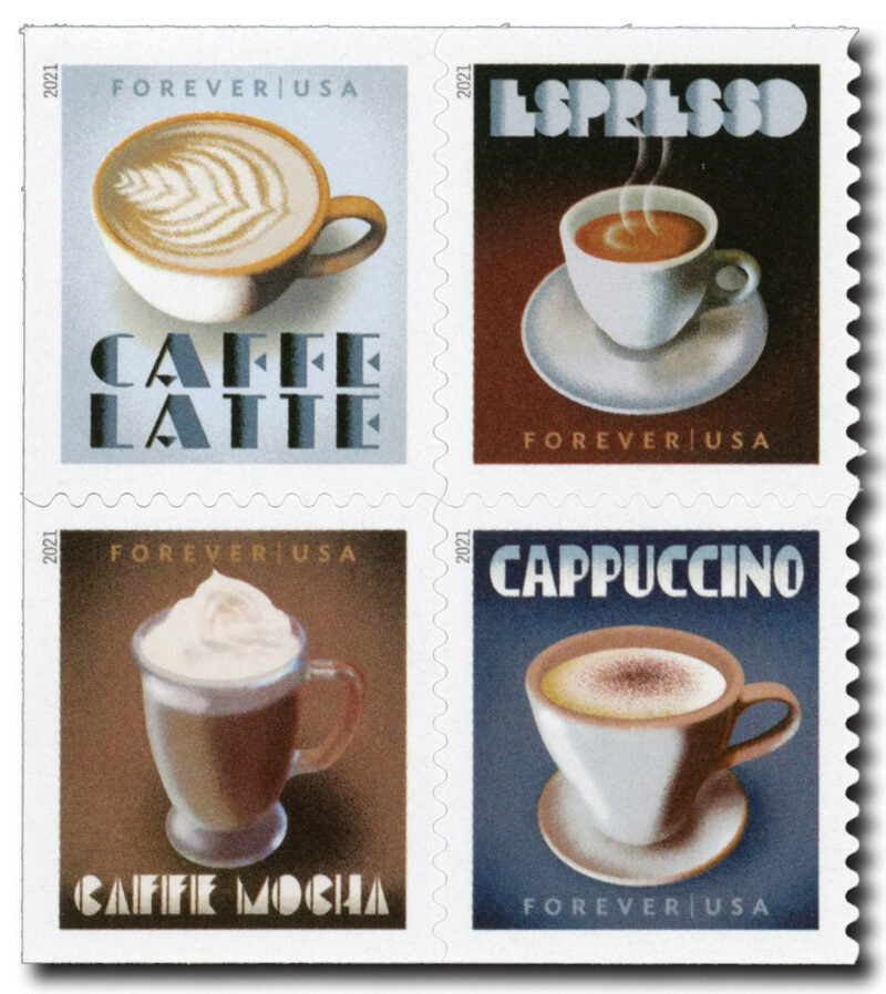 Espresso Drinks coffee Forever Postage Stamps