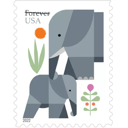 Cartoon Elephants Star Forever First Class Postage Stamps