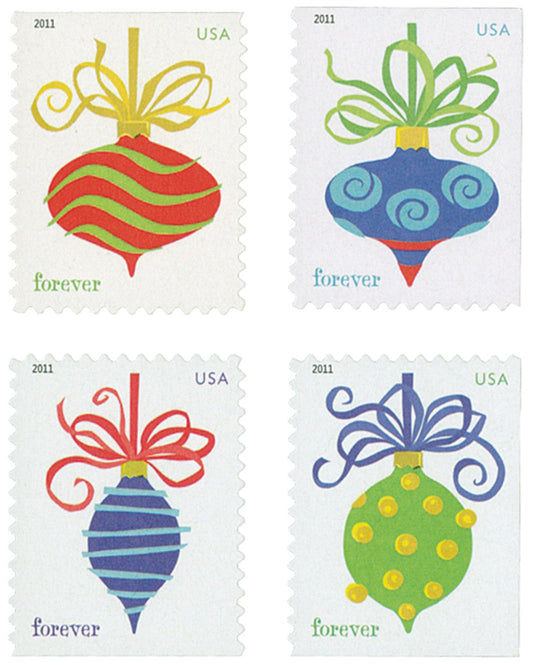 Holiday Baubles Forever First Class Postage Stamps
