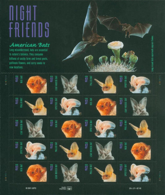 2002 Night Friends American Bats First Class Postage Stamps