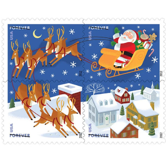 Santa and Sleigh Forever First Class Postage Stamps